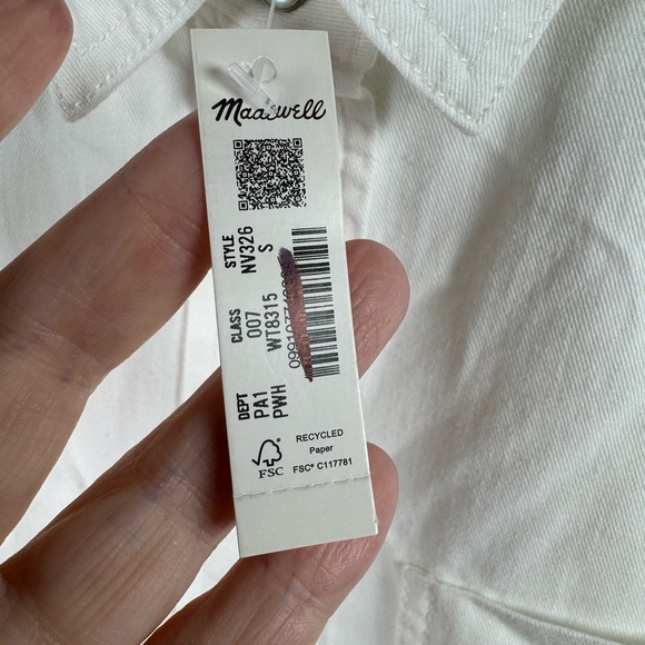 Madewell Women’s Denim Short-Sleeve Shirt In Pure White S - Picture 5 of 15